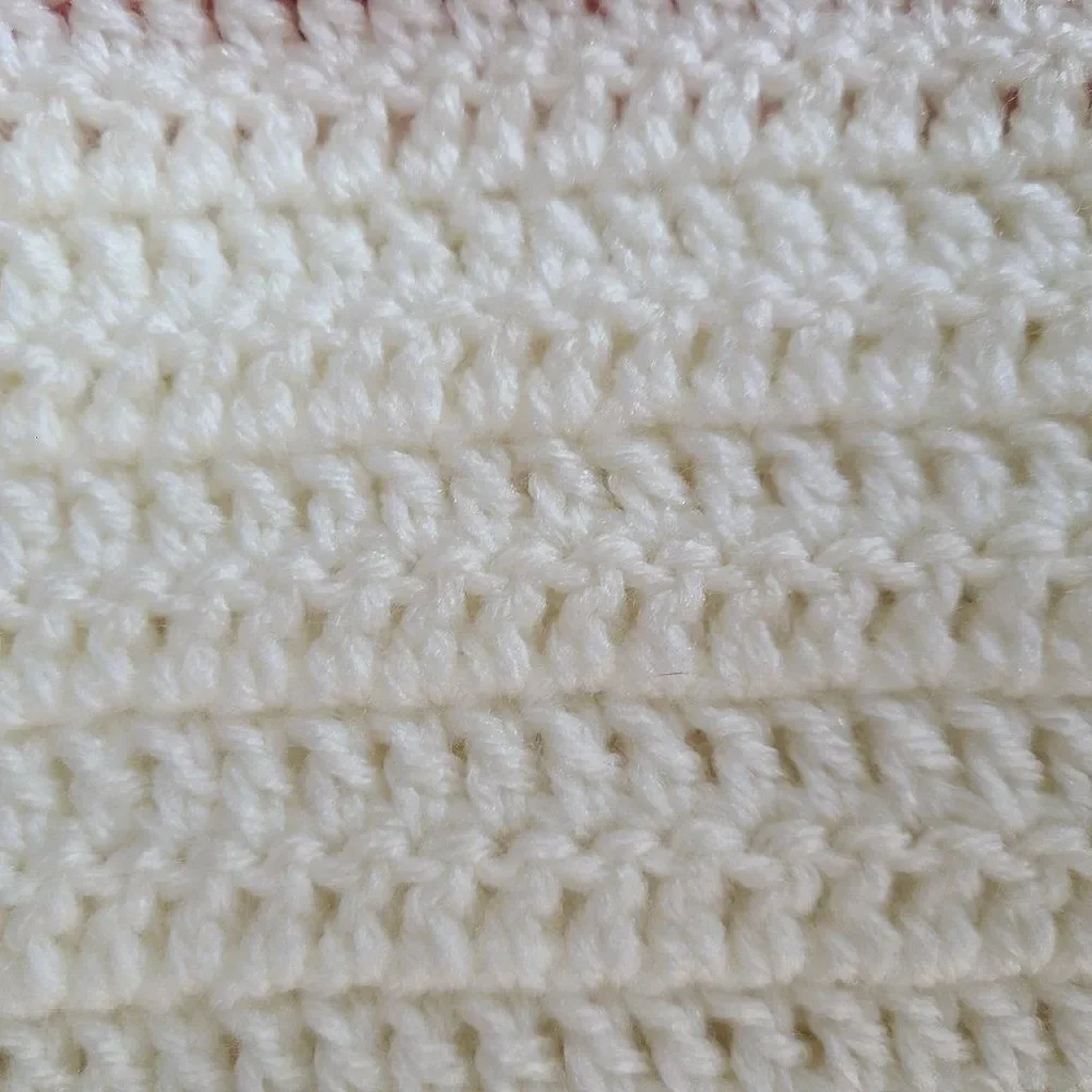 Vintage Handmade Knit Crochet Pretty Pink Afghan Throw Lap Blanket New Baby Gift